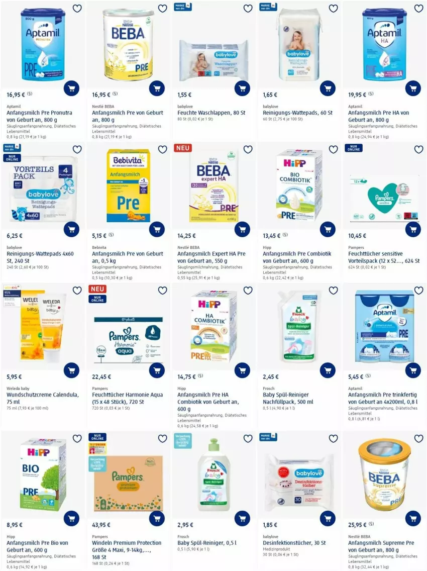 Aktueller Prospekt Dm Drogerie - Prospekte - von 05.05 bis 11.05.2022 - strona 8 - produkty: aqua, Baby Wundschutzcreme, Babylove, Beba, Bebe, bebivita, bio, Calendula, creme, Desinfektion, feuchttücher, Frosch, hipp, lebensmittel, medizinprodukt, milch, pampers, reiniger, Reinigung, Schutzcreme, Ti, tisch, tücher, vita, waschlappen, wattepads, weleda, windeln