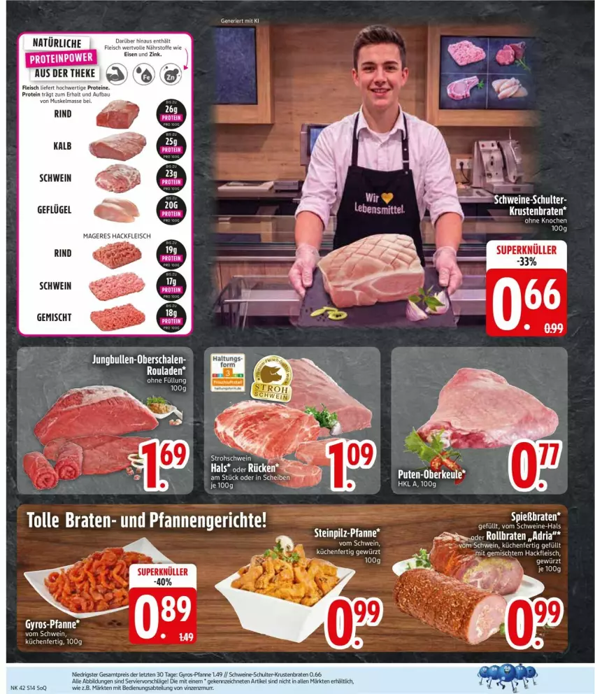Aktueller Prospekt Edeka - Prospekte - von 12.10 bis 17.10.2026 - strona 16 - produkty: Abtei, braten, eis, fleisch, Geflügel, gewürz, gyros, hackfleisch, krustenbraten, küche, Küchen, nero, pfanne, pfannen, reis, rouladen, schwein, schweine, Ti, und pfanne, wein, weine, ZTE