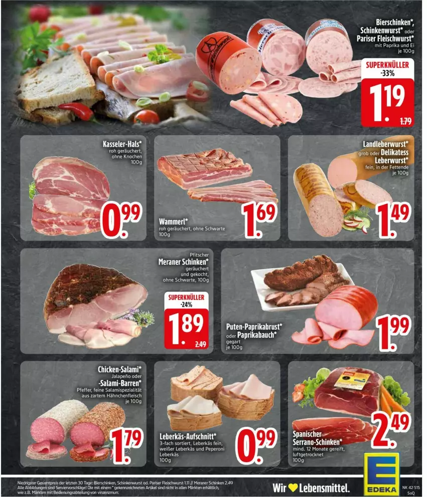 Aktueller Prospekt Edeka - Prospekte - von 12.10 bis 17.10.2026 - strona 17 - produkty: eis, ente, fleisch, fleischwurst, Hähnchenfleisch, kasseler, lebensmittel, leberkäs, LG, merl, mit paprika, paprika, pfeffer, pute, salami, schinken, schinkenwurst, serrano, Spezi, Ti, wurst