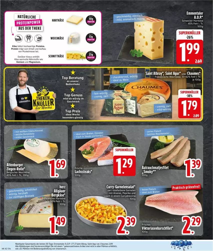 Aktueller Prospekt Edeka - Prospekte - von 12.10 bis 17.10.2026 - strona 18 - produkty: Abtei, albray, altenburger, ananas, Bau, Bergkäse, burger, chaumes, curry, eis, emmentaler, filet, garnelen, Käse, lachs, mac, magnesium, nuss, paprika, reis, Ria, Saint Agur, saint albray, salat, schnittkäse, Ti, weichkäse, ZTE