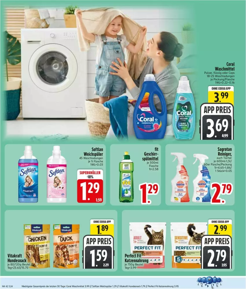 Aktueller Prospekt Edeka - Prospekte - von 12.10 bis 17.10.2026 - strona 26 - produkty: beutel, Cap, Coral, deka, eis, flasche, geschirr, hundesnack, katzennahrung, kraft, Perfect Fit, reiniger, reis, sac, sagrotan, snack, Softlan, spülmittel, vita, vitakraft, waschmittel, weichspüler, ZTE
