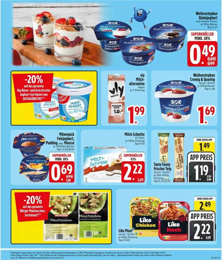 Aktueller Prospekt Edeka - Prospekte - von 12.10 bis 17.10.2026 - strona 7 - produkty: Abtei, Becher, deka, eis, ente, feinjoghurt, joghur, joghurt, Like Meat, maultaschen, milch, milch-schnitte, mousse, mövenpick, pudding, quark, Quarki, rahmjoghurt, reis, tante fanny, Tasche, taschen, Ti, weihenstephan, ZTE