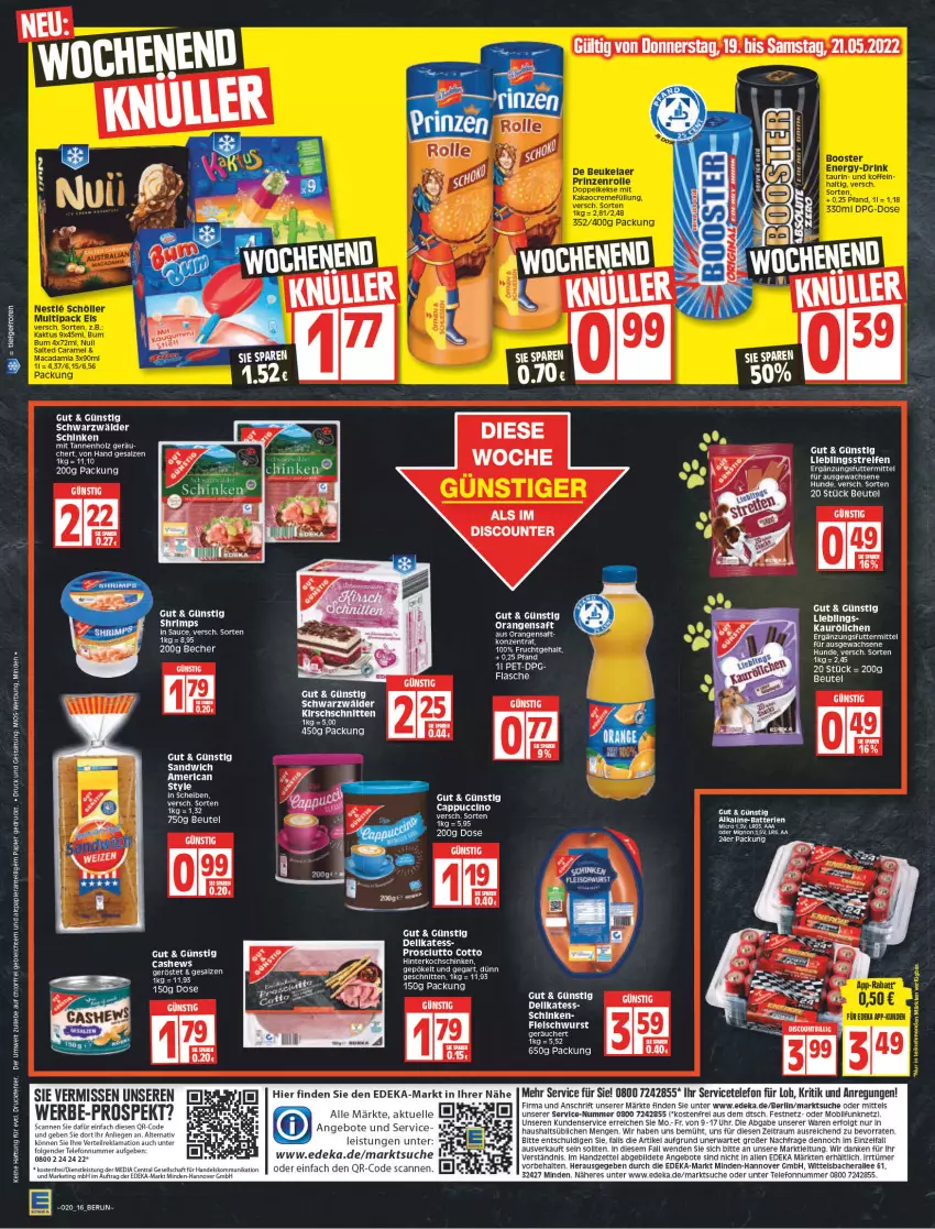 Aktueller Prospekt Edeka - Angebote der Woche - von 16.05 bis 21.05.2022 - strona 18 - produkty: angebot, angebote, Becher, beutel, Cap, cappuccino, cin, deka, dell, discount, eis, Elan, flasche, fleisch, fleischwurst, frucht, Holz, kirsch, LG, Liege, orange, orangen, orangensaft, papier, rel, saft, salz, sandwich, sauce, schnitten, tee, telefon, Ti, uhr, wurst