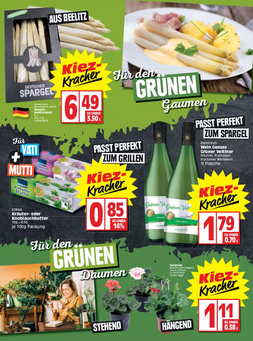 Aktueller Prospekt Edeka - Angebote der Woche - von 16.05 bis 21.05.2022 - strona 2 - produkty: butter, deka, eis, flasche, frucht, geranie, geranien, grill, knoblauch, Knoblauchbutter, korb, kräuter, Mutti, nuss, reis, spargel, Ti, top-preis, topf, wein, Weißwein