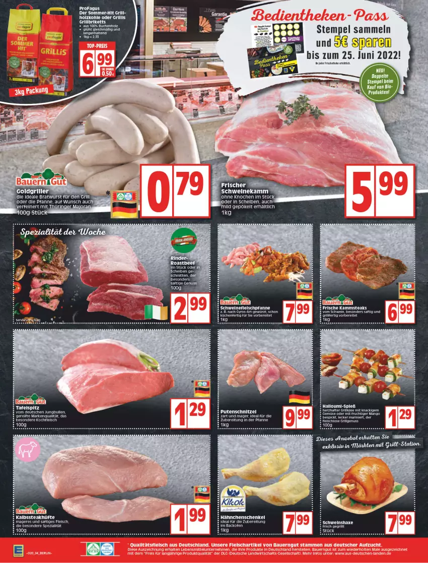 Aktueller Prospekt Edeka - Angebote der Woche - von 16.05 bis 21.05.2022 - strona 6 - produkty: axe, backofen, bio, bratwurst, dell, eis, elle, ente, fleisch, gewürz, grill, gyros, hähnchenschenkel, Haxe, henkel, HP, jungbullen, küche, Küchen, LG, nuss, Ofen, pfanne, rel, ring, saft, schenkel, schnitten, schwein, Spezi, steak, steakhüfte, steaks, tafelspitz, Ti, wein, wurst