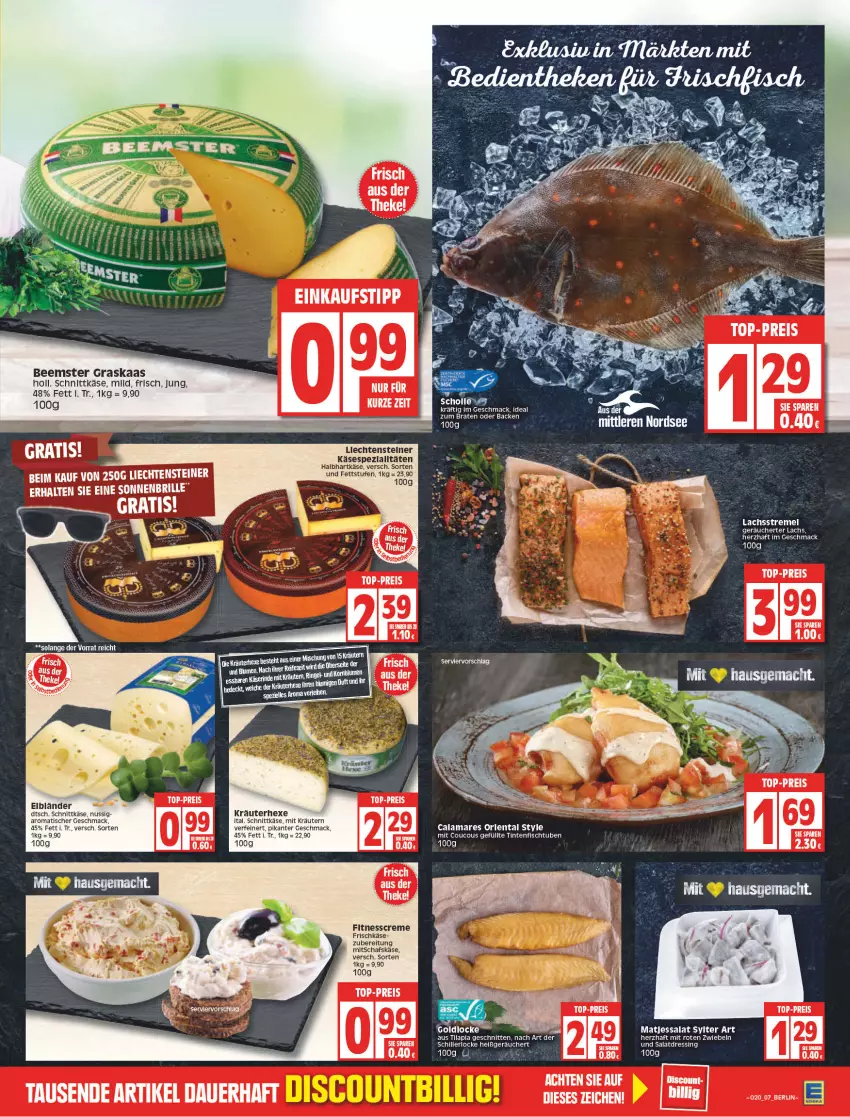 Aktueller Prospekt Edeka - Angebote der Woche - von 16.05 bis 21.05.2022 - strona 9 - produkty: Beemster, creme, dressing, eis, frischkäse, hartkäse, Käse, kräuter, kräutern, lachs, mac, matjes, nuss, reis, salat, salatdressing, schafskäse, schnitten, schnittkäse, steiner, Sylter, tee, Ti, Tilapia, tisch, top-preis, zwiebel, zwiebeln