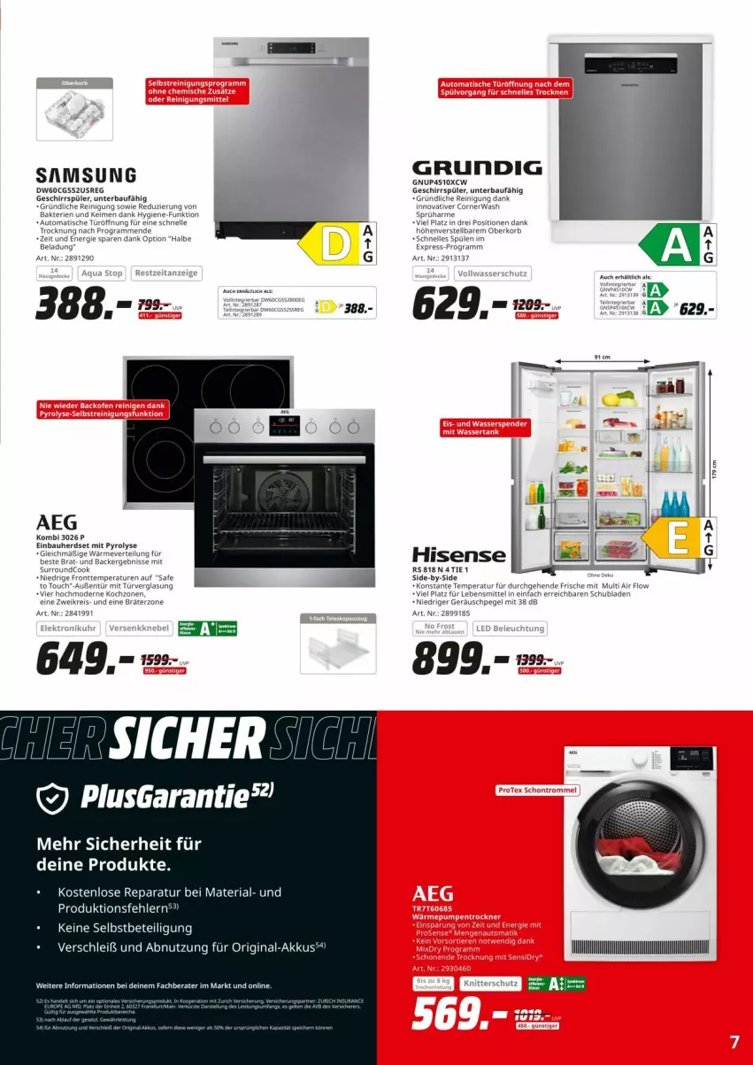 Aktueller Prospekt Saturn - Prospekte - von 28.08 bis 09.09.2024 - strona 7 - produkty: aeg, akku, Bau, einbauherd, einbauherdset, geschirr, geschirrspüler, gin, grundig, herdset, hisense, Reinigung, Ria, Samsung, Ti