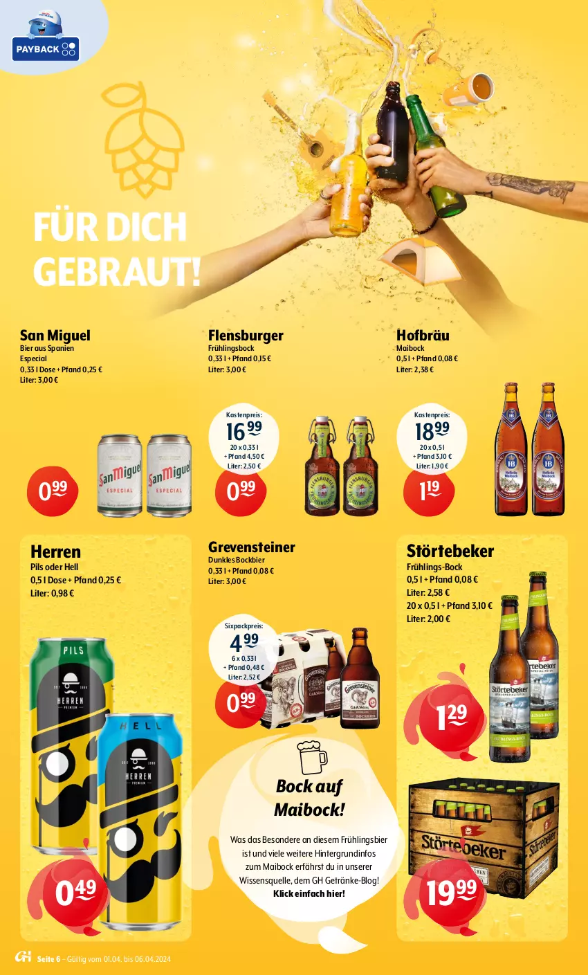 Aktueller Prospekt Getraenke Hoffmann - Prospekte - von 02.04 bis 06.04.2024 - strona 6 - produkty: bier, burger, eis, elle, flensburger, getränk, getränke, grevensteiner, pils, reis, steiner, störtebeker, Ti