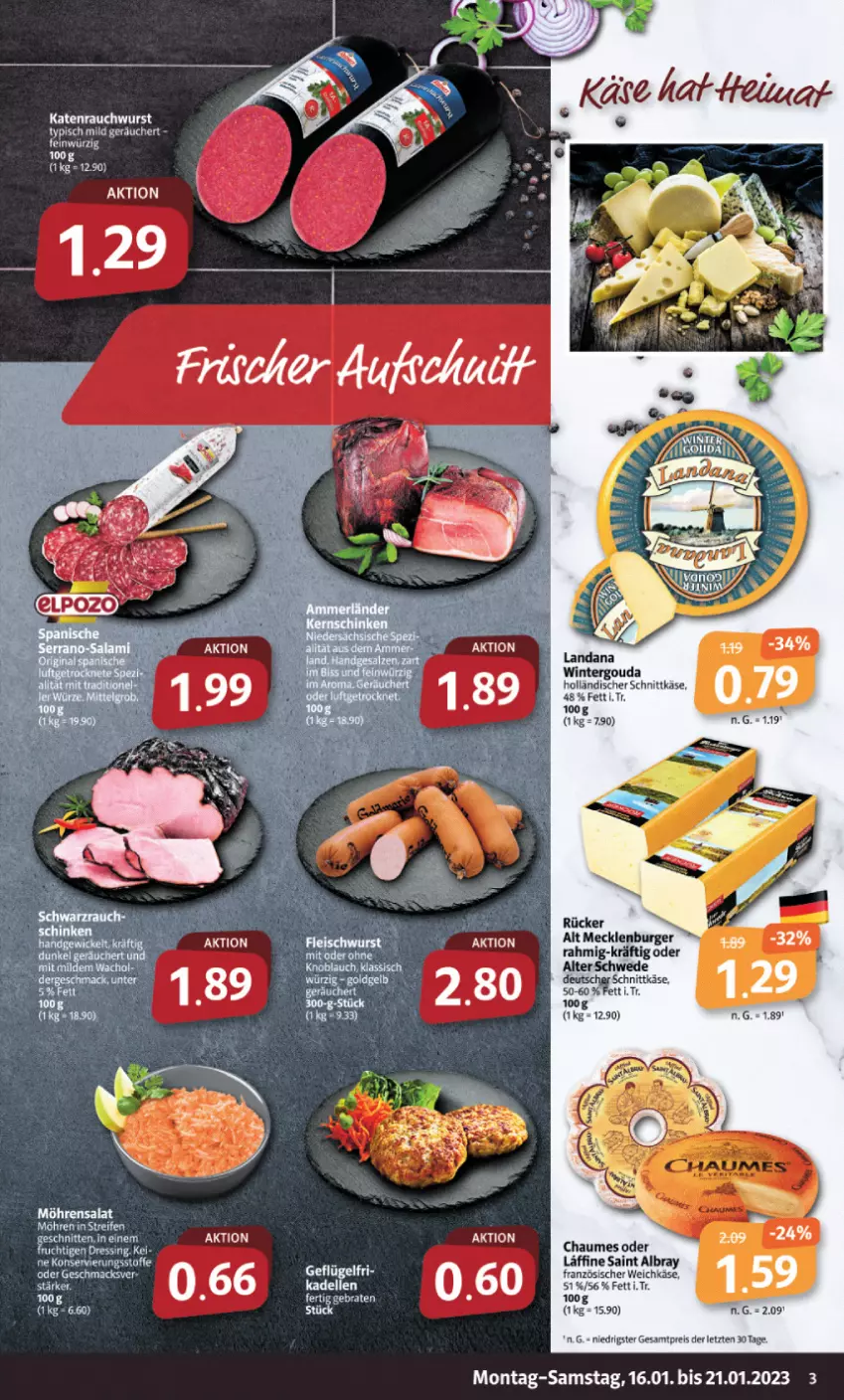 Aktueller Prospekt Markant - Prospekte - von 16.01 bis 21.01.2023 - strona 3 - produkty: albray, burger, chaumes, dell, dressing, eis, elle, französischer weichkäse, gouda, holländischer schnittkäse, Käse, möhren, Rauch, reifen, reis, saint albray, salat, schnittkäse, Ti, weichkäse, wurst, ZTE