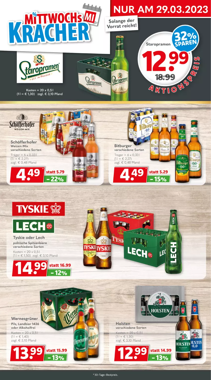 Aktueller Prospekt Getraenkeland - von 20.03 bis 01.04.2023 - strona 3 - produkty: alkohol, bestpreis, bier, Biere, bitburger, burger, eis, holsten, pils, reis, schöfferhofer, Staropramen, tyskie