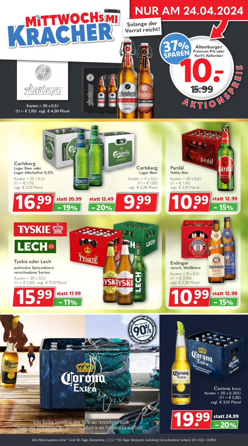 Aktueller Prospekt Getraenkeland - von 15.04 bis 27.04.2024 - strona 3 - produkty: aktionspreis, alkohol, altenburger, asti, bestpreis, bestpreise, bier, Biere, burger, carlsberg, corona, corona extra, eis, elle, erdinger, fisch, fische, Fischer, kellerbier, pils, premium pils, reis, Ti, tyskie