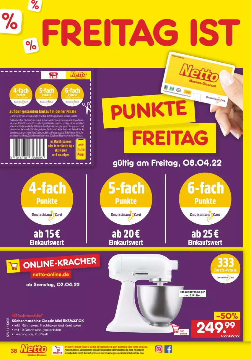 Aktueller Prospekt Netto Marken-Discount - Filial-Angebote - von 04.04 bis 09.04.2022 - strona 38 - produkty: buch, coupon, deutschlandcard, discount, eduscho, eis, elle, erde, guthabenkarte, gutschein, gutscheine, küche, Küchen, küchenmaschine, mac, marken-discount, milch, ndk, Rauch, reis, Tchibo, Ti, versandkostenfrei