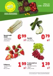 Gazetka promocyjna Metro - Obst & Gemüse Frischepreise - Gazetka - ważna od 25.05 do 25.05.2022 - strona 1 - produkty: abholpreise, angebot, angebote, beere, beeren, brut, eis, erdbeere, erdbeeren, ilag, Metro, obst, Rauch, reis, rwe, Schal, Schale, spargel, Ti, trauben, und gemüse, zucchini