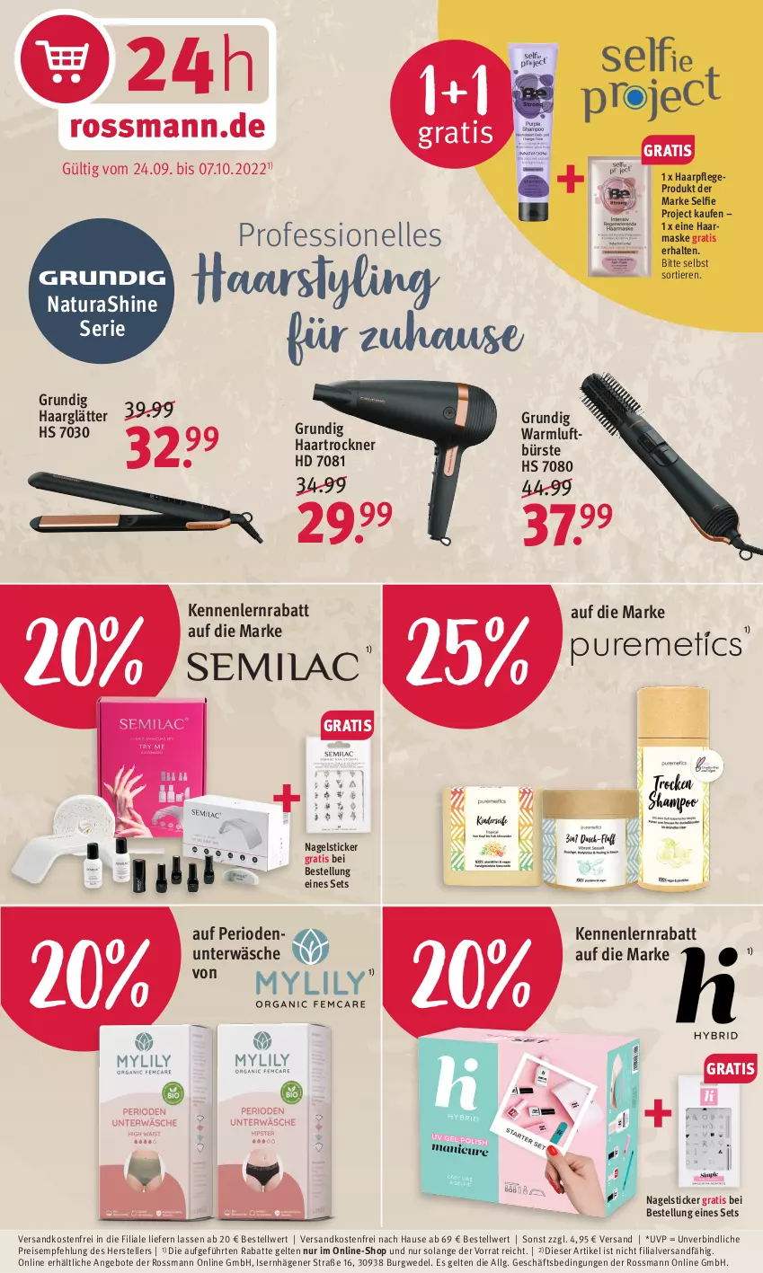 Aktueller Prospekt Rossmann - Prospekte - von 04.10 bis 07.10.2022 - strona 18 - produkty: angebot, angebote, bürste, eis, elle, grundig, haarglätter, haarpflege, haartrockner, LG, Maske, natur, natura, ndk, reis, teller, Ti, Tiere, Trockner, Unterwäsche, versandkostenfrei, Warmluftbürste, wedel