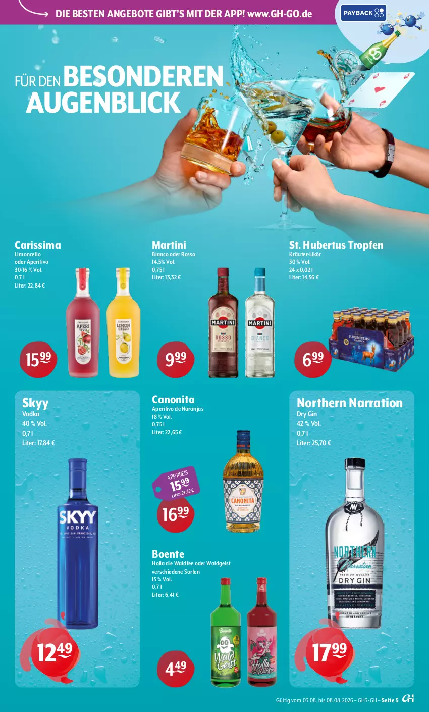 Aktueller Prospekt Getraenke Hoffmann - Prospekte - von 03.08 bis 08.08.2026 - strona 5 - produkty: angebot, angebote, canon, dry gin, eis, ente, gin, kräuter, likör, limo, martini, sim, skyy, Ti, vodka