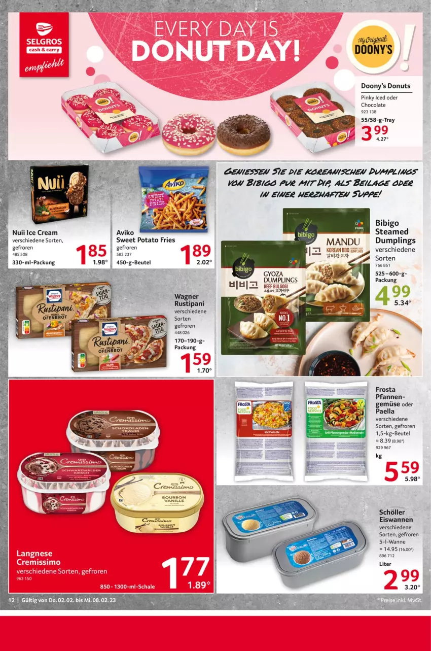 Aktueller Prospekt Selgros - Food - von 02.02 bis 08.02.2023 - strona 12 - produkty: beutel, bourbon, cola, Donut, donuts, eis, frosta, ilag, nuii, paella, pfanne, pfannen, rustipani, Schöller, suppe, Ti, vanille, Wanne, Yo