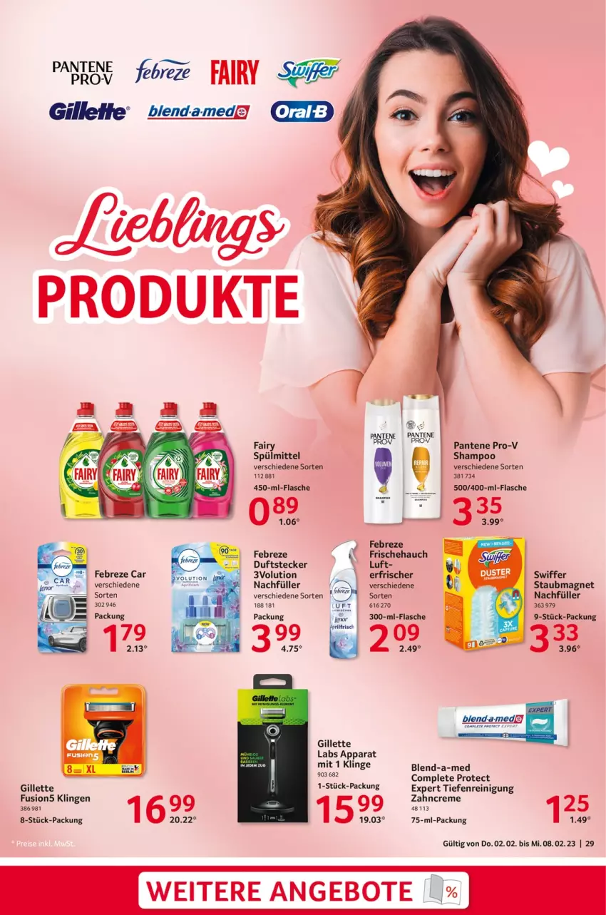 Aktueller Prospekt Selgros - Food - von 02.02 bis 08.02.2023 - strona 29 - produkty: angebot, angebote, blend-a-med, creme, fairy, febreze, flasche, fusion5, gillette, pantene, pantene pro-v, pro-v, Reinigung, shampoo, spülmittel, staubmagnet, swiffer, Ti, zahncreme