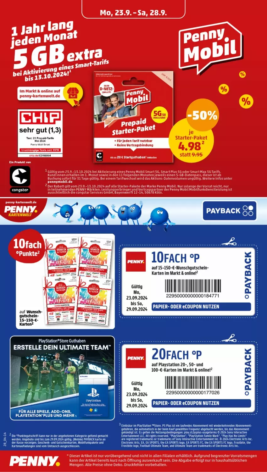 Aktueller Prospekt Penny - Prospekte - von 23.09 bis 28.09.2024 - strona 28 - produkty: angebot, angebote, ball, coupon, ente, gutschein, Laufen, lays, LG, mac, papier, payback, PlayStation, sony, Spiele, tee, Ti