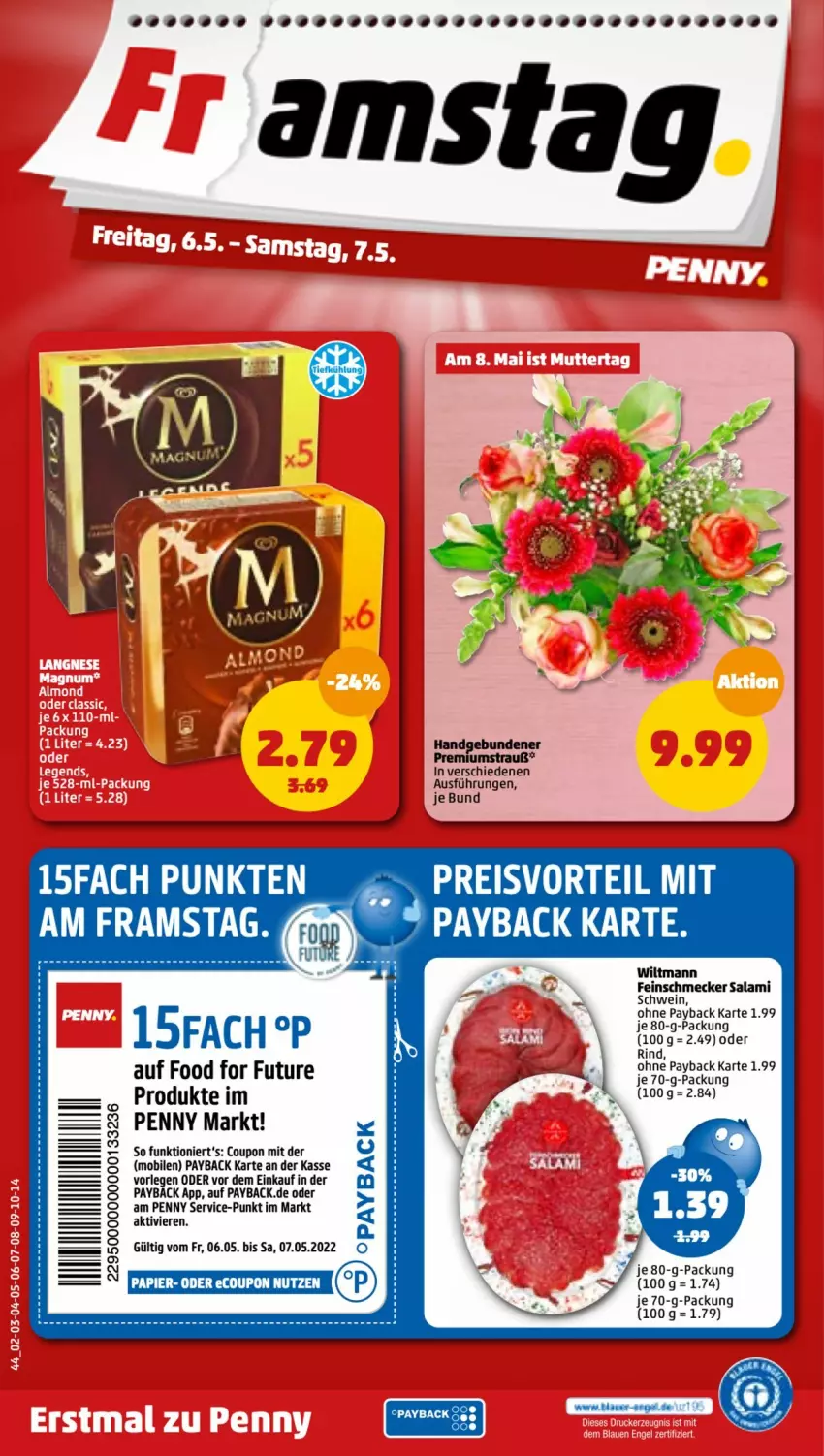 Aktueller Prospekt Penny - Prospekte - von 02.05 bis 07.05.2022 - strona 44 - produkty: coupon, eis, feinschmecker, papier, payback, preisvorteil, reis, rind, salami, schwein, Ti, wein, wiltmann