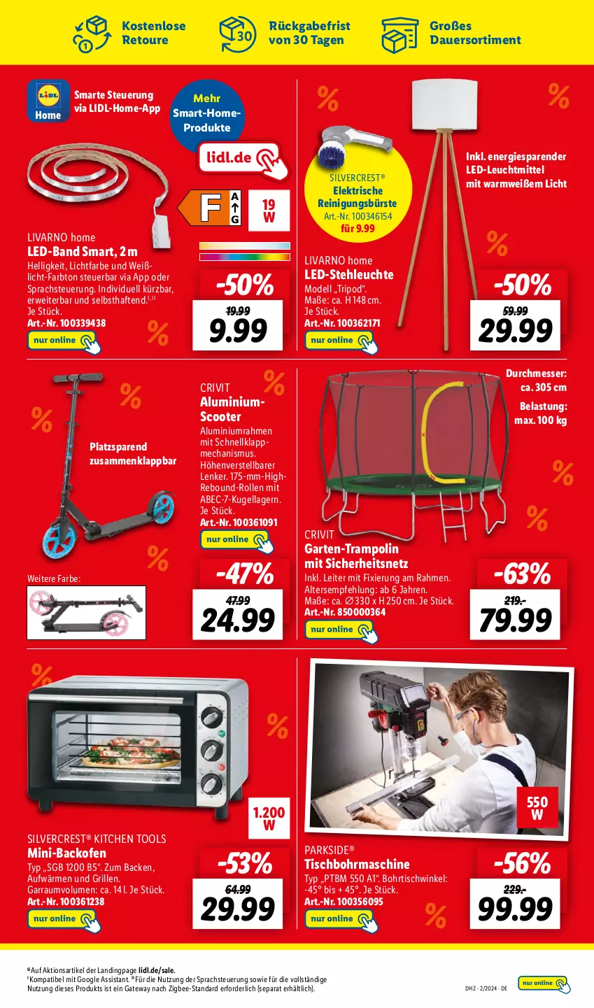 Aktueller Prospekt Lidl - Wochen-Highlights im Onlineshop - von 08.01 bis 14.01.2024 - strona 3 - produkty: auer, backofen, bürste, crivit, dell, garraum, Garten, grill, Kugel, led-stehleuchte, Leuchte, leuchtmittel, messer, Mode, Ofen, Omep, Parkside, Reinigung, reinigungsbürste, rwe, scooter, silvercrest, stehleuchte, Ti, tisch, Tischbohrmaschine, Trampolin