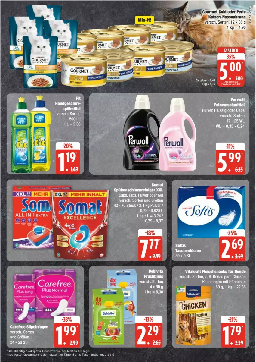 Aktueller Prospekt Edeka - Prospekte - von 21.10 bis 25.10.2024 - strona 17 - produkty: aust, Bona, Cap, eis, fleisch, frucht, Fruchtmus, kraft, Nassnahrung, reis, snack, snacks, Tasche, taschen, taschentücher, Ti, tücher, vita, vitakraft, ZTE