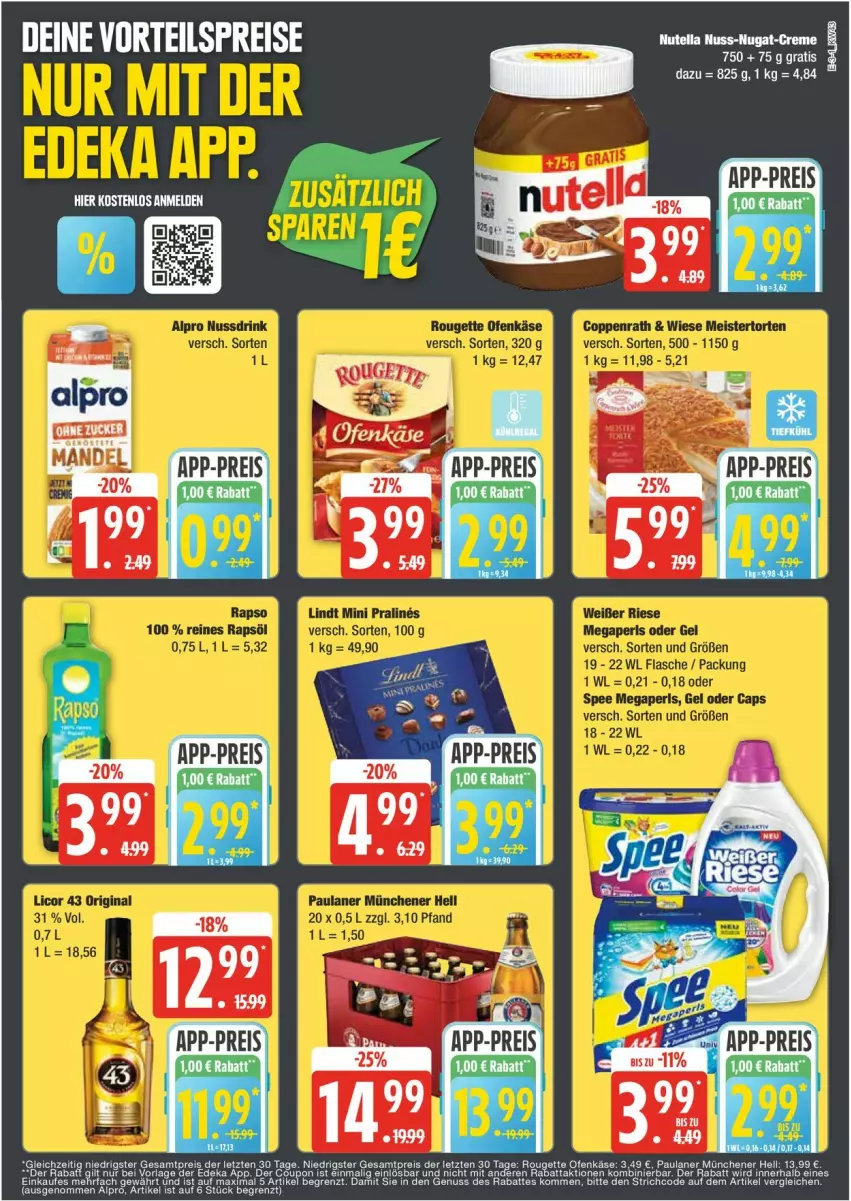 Aktueller Prospekt Edeka - Prospekte - von 21.10 bis 25.10.2024 - strona 3 - produkty: alpro, eis, ente, Käse, nuss, Ofen, Ofenkäse, Paula, paulaner, reis, rouge, rougette, Ti, vorteilspreis, ZTE