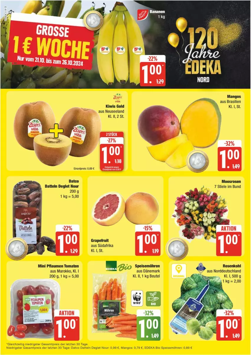 Aktueller Prospekt Edeka - Prospekte - von 21.10 bis 25.10.2024 - strona 4 - produkty: bio, Datteln, deka, edeka bio, eis, Elan, mango, mangos, reis, Ti, ZTE