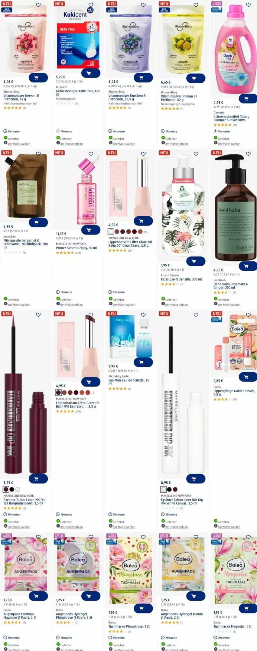 Aktueller Prospekt Dm Drogerie - Prospekte - von 26.05 bis 04.06.2025 - strona 12 - produkty: balsam, blume, blumen, colorwaschmittel, dip, eau de toilette, eis, espresso, Eyeliner, flüssigseife, Frosch, gin, ginger, Kukident, Lippenbalsam, Lippenpflege, Maske, Maybelline, medizinprodukt, reiniger, rum, Seife, Serum, Ti, tuc, tuchmaske, vita, waschmittel, Yo