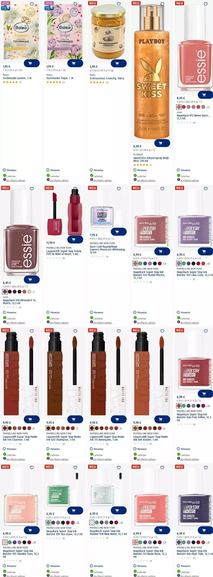 Aktueller Prospekt Dm Drogerie - Prospekte - von 26.05 bis 04.06.2025 - strona 13 - produkty: body, champion, eis, erdnuss, Körperspray, lack, Lippenstift, Maske, Maybelline, Nagellack, nuss, Playboy, tee, Ti, tuc, tuchmaske, Wild, Yo