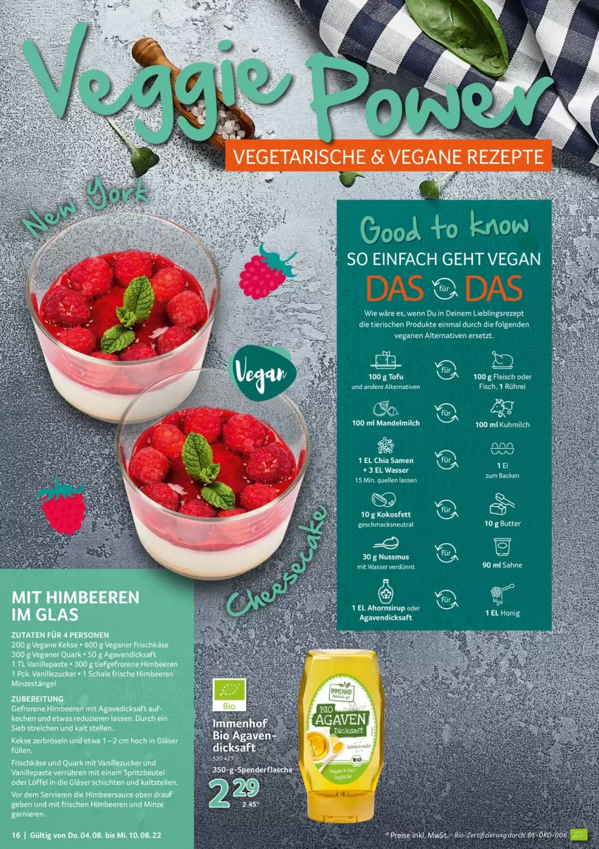 Aktueller Prospekt Selgros - Food - von 04.08 bis 10.08.2022 - strona 16 - produkty: agaven, beere, beeren, beutel, bio, butter, chia, chia samen, dicksaft, eis, elle, flasche, frischkäse, Gläser, himbeer, himbeere, himbeeren, honig, Käse, keks, kekse, kokos, Kokosfett, LG, Löffel, mac, mandel, milch, minze, nuss, quark, reis, rezept, saft, sauce, Schal, Schale, Ti, vanille, wasser, zucker