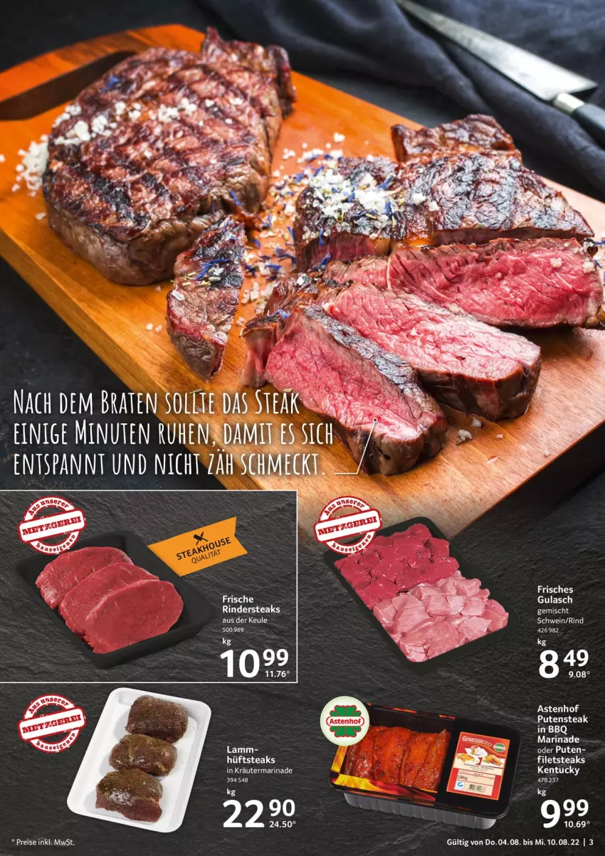 Aktueller Prospekt Selgros - Food - von 04.08 bis 10.08.2022 - strona 3 - produkty: filet, filets, gulasch, hüftsteak, hüftsteaks, kräuter, lamm, LG, marinade, pute, rind, rinder, Rindersteak, steak, steaks, Ti, tuc