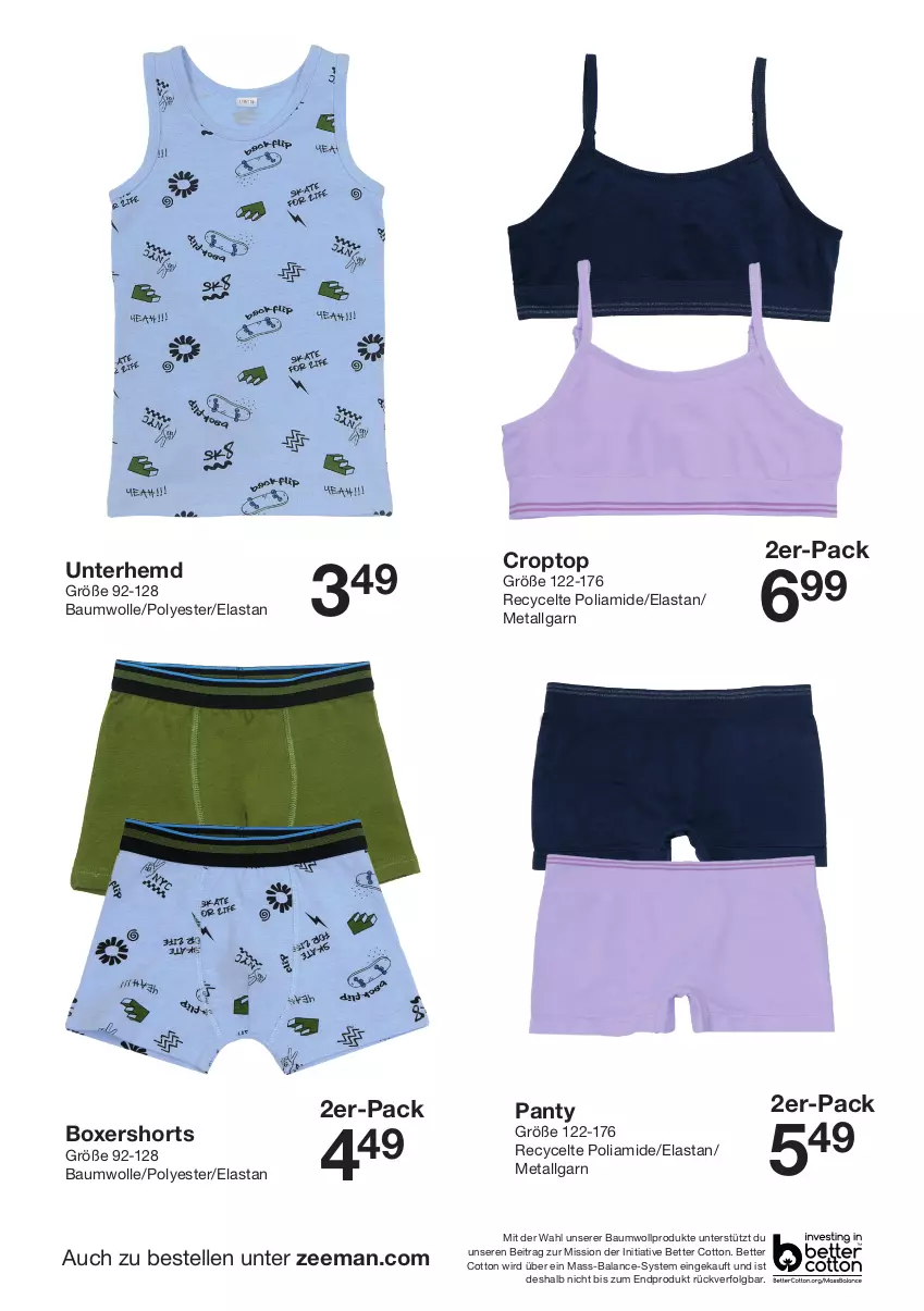 Aktueller Prospekt Zeeman - Prospekte - von 17.08 bis 23.08.2024 - strona 8 - produkty: Bau, baumwolle, bett, Croptop, elle, hemd, LG, panty, shorts, Ti, Unterhemd, wolle