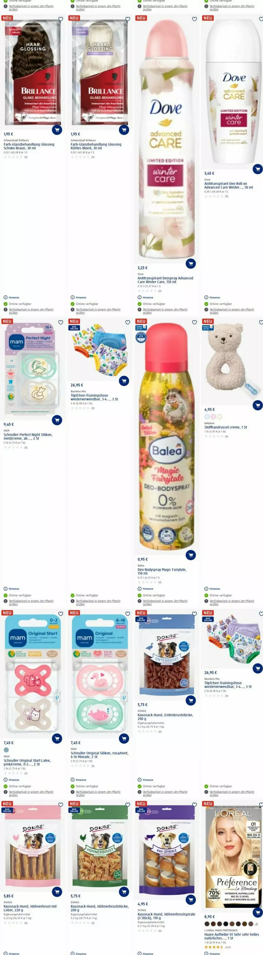 Aktueller Prospekt Dm Drogerie - Prospekte - von 16.10 bis 25.10.2023 - strona 16 - produkty: Antitranspirant, Bad, bio, body, bodyspray, braun, brillance, creme, deo, deo roll-on, deospray, eis, elle, ente, Entenbrust, fairy, gin, hose, hühner, l'oreal, mam, mint, roll-on, rwe, schoko, schwarzkop, schwarzkopf, snack, Ti, Töpfchen, Trainingshose