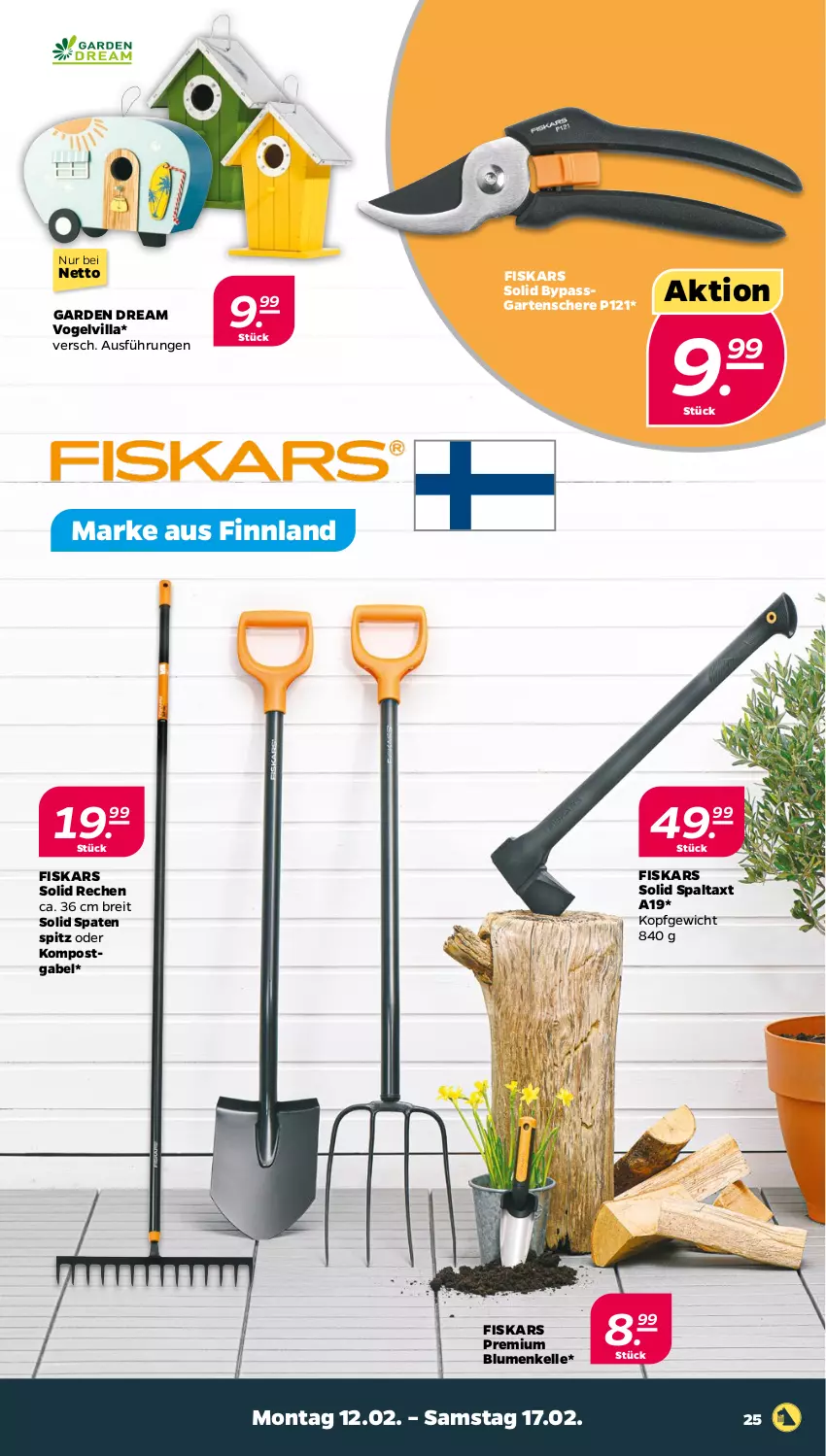 Aktueller Prospekt Netto - Woche 7 - von 12.02 bis 17.02.2024 - strona 25 - produkty: blume, blumen, Brei, elle, fiskars, gabel, Garten, Gartenschere, Schere, Spaten, Ti