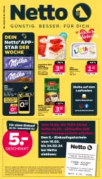 Gazetka promocyjna Netto - Woche 7 - Gazetka - ważna od 17.02 do 17.02.2024 - strona 1 - produkty: Bau, beko, bohne, bohnen, coppenrath, eis, gin, gutschein, gutscheine, kaffee, kaffeebohnen, lätta, Laufen, leine, LG, margarine, melitta, milka, reis, Ria, schoko, schokolade, tafelschokolade, tender, Ti