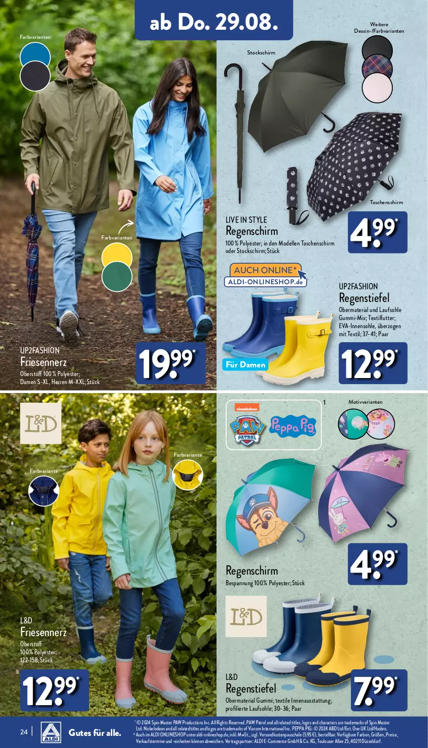 Aktueller Prospekt Aldi Nord - Von Montag - von 26.08 bis 31.08.2024 - strona 24 - produkty: aldi, dell, deo, eis, elle, Hasbro, Mode, ndk, Paw Patrol, Peppa Pig, reis, rel, Ria, Schal, Schale, Tasche, taschen, Ti, up2fashion