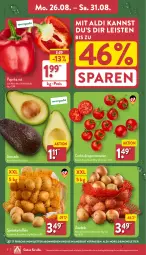 Gazetka promocyjna Aldi Nord - Von Montag - Gazetka - ważna od 31.08 do 31.08.2024 - strona 2 - produkty: aldi, angebot, avocado, cocktail, eis, gin, kartoffel, kartoffeln, paprika, paprika rot, reis, rispentomaten, sac, Schal, Schale, speisekartoffeln, Ti, tomate, tomaten, ZTE, zwiebel, zwiebeln