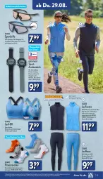 Gazetka promocyjna Aldi Nord - Von Montag - Gazetka - ważna od 31.08 do 31.08.2024 - strona 25 - produkty: aldi, Armband, Armbanduhr, asti, batterie, beutel, bio, Brille, eis, Finish, gin, hose, Lauf-BH, Laufhose, Rauch, Ria, socken, Sport, Sportbrille, Ti, tisch, tuc, uhr, wasser, Weste, ZTE