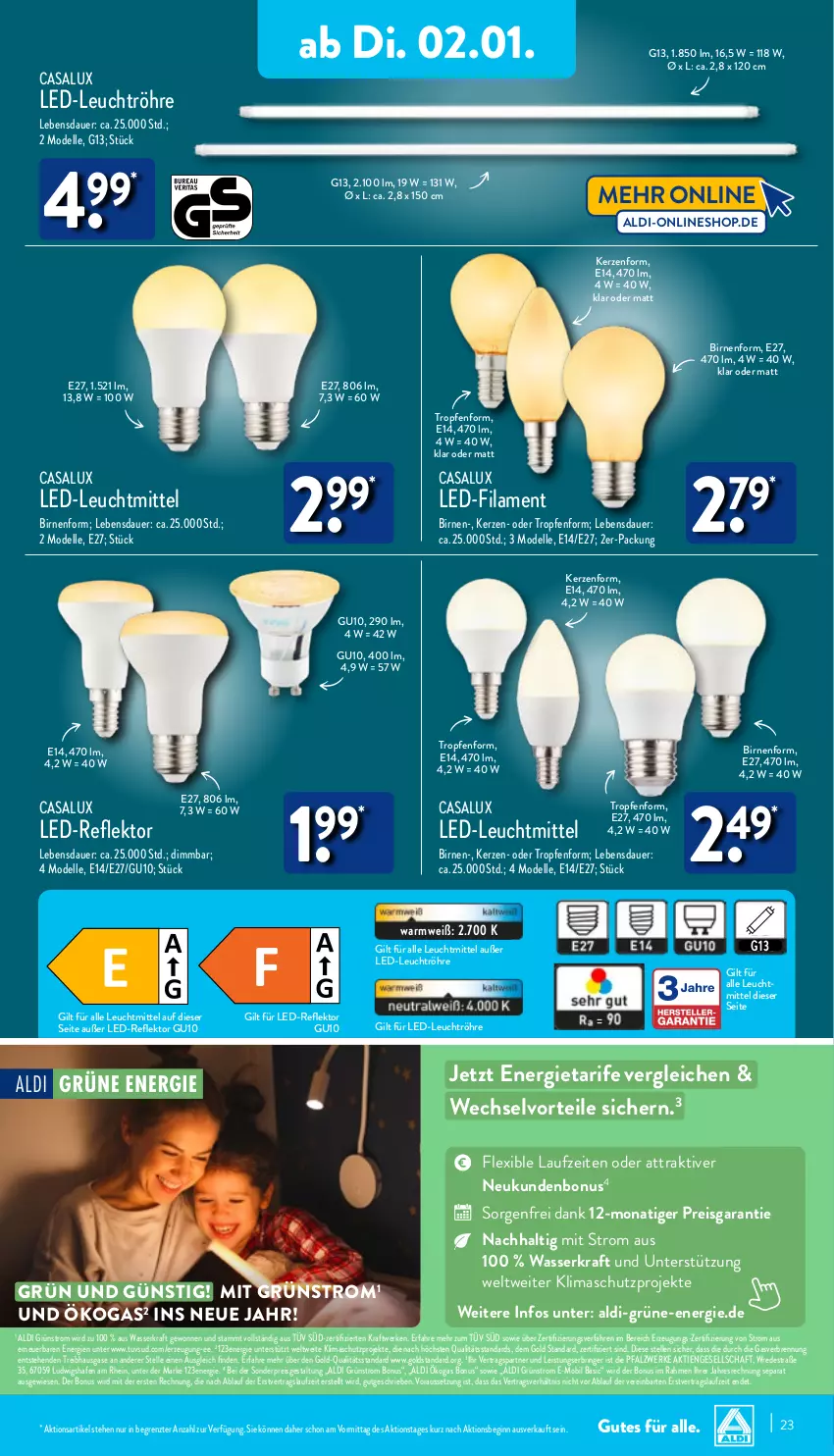 Aktueller Prospekt Aldi Nord - Von Montag - von 02.01 bis 07.01.2023 - strona 23 - produkty: aldi, auer, Birnen, dell, eis, elle, gin, kerze, kraft, leuchtmittel, Mode, monati, reis, ring, Ti, wasser, Yo, ZTE