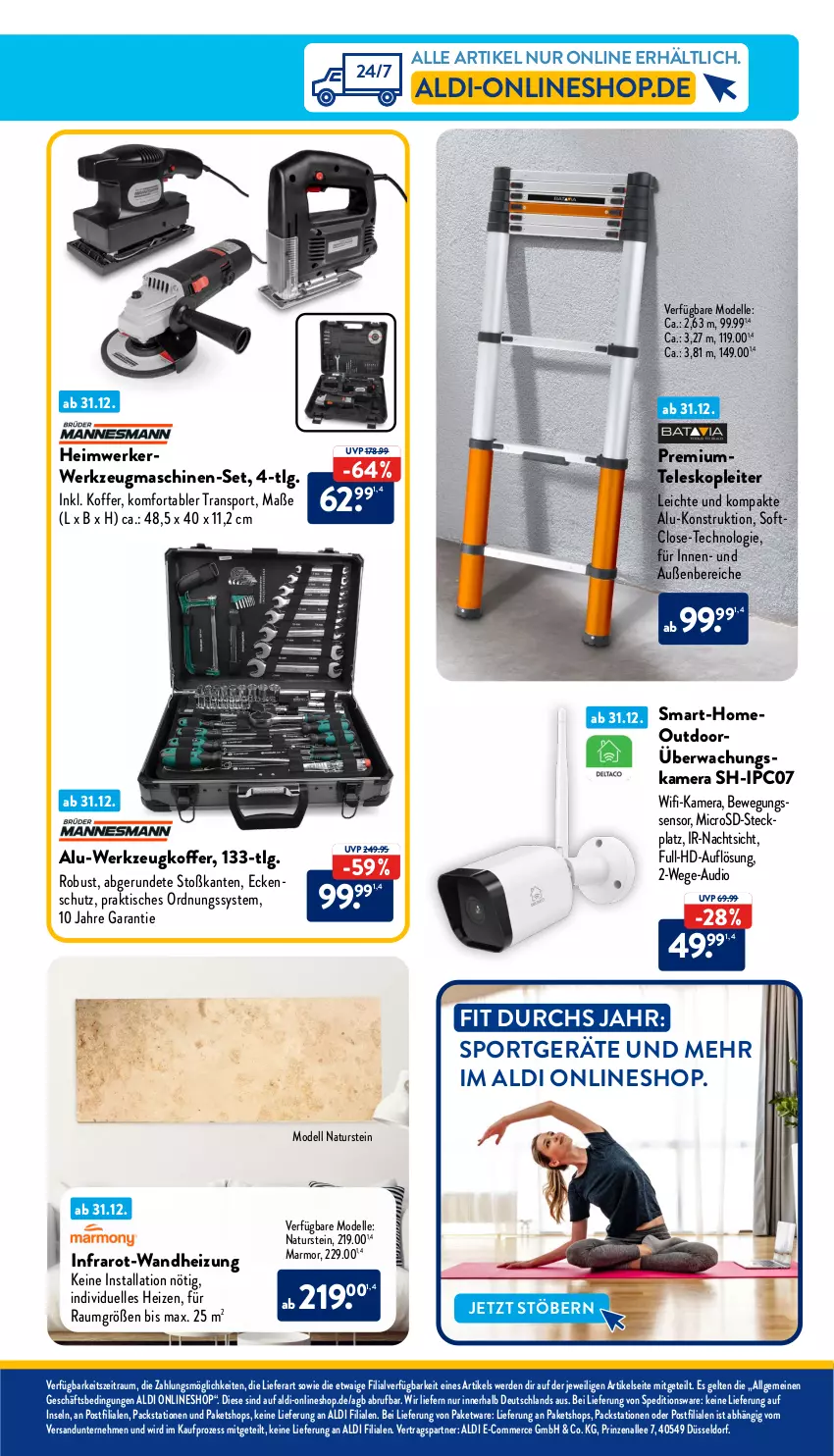 Aktueller Prospekt Aldi Nord - Von Montag - von 02.01 bis 07.01.2023 - strona 39 - produkty: aldi, Bewegungssensor, dell, elle, erde, kamera, koffer, LG, microsd, Mode, natur, naturstein, rwe, Sport, Teleskop, Ti, tisch, werkzeug