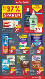 Gazetka promocyjna Aldi Nord - Von Montag - Gazetka - ważna od 07.01 do 07.01.2023 - strona 33 - produkty: Alwa, Always, beutel, bürste, bürsten, colgate, corny, creme, Discreet, Dr. Oetker, eis, elle, gin, hafer, kraft, LG, müsli, reis, schauma, schauma shampoo, shampoo, slip, slipeinlagen, storck, teller, Ti, vita, vitalis, vitalis müsli, zahnbürste, zahnbürsten, zahncreme, ZTE