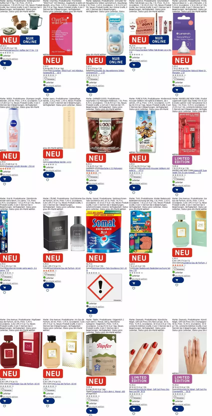 Aktueller Prospekt Dm Drogerie - Prospekte - von 27.10 bis 05.11.2025 - strona 1 - produkty: Alwa, apfel, auer, Babylove, Bad, beere, beutel, braun, Brei, bürste, champagne, cin, Eau de parfum, eis, elle, erdbeere, folgemilch, früchte, Früchtetee, garnier, geschenkset, geschirr, kaffee, Kinder, korn, LG, Lippenpflege, Lippenstift, Maybelline, milch, müsli, natur, natura, nivea, oral-b, parfum, reis, shampoo, slip, somat, spülmaschinen, tee, Ti, vanille, Wild, Yo, zahnbürste
