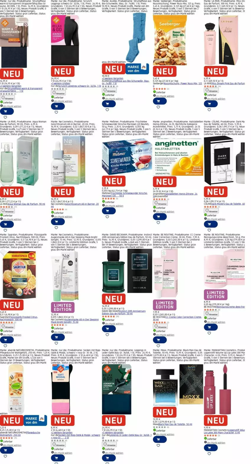 Aktueller Prospekt Dm Drogerie - Prospekte - von 27.10 bis 05.11.2025 - strona 12 - produkty: Alverde, aqua, Augenmaske, Bau, Berger, beutel, bio, citrus, creme, David Beckham, dusche, Eau de parfum, eau de toilette, eis, erde, flüssigseife, früchte, Früchtetee, gin, honig, hose, kirsch, kirsche, kosmetik, La Rive, lack, leggings, LG, Lippenstift, marzipan, Maske, Meßmer, Mexx, natur, naturkosmetik, nuss, parfum, pflegedusche, Reinigung, reis, Ria, rum, sagrotan, seeberger, Seife, Serum, slip, socken, Strumpfhose, tablet, tablett, Tablette, tee, Ti, wolle, Yo, zitrone