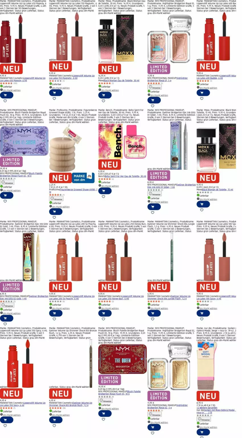 Aktueller Prospekt Dm Drogerie - Prospekte - von 27.10 bis 05.11.2025 - strona 13 - produkty: Bad, braun, eau de toilette, eis, Eyeliner, kerze, lack, Lippenstift, Mexx, Palette, Profissimo, reis, Ria, sim, slip, socken, Ti, uhr
