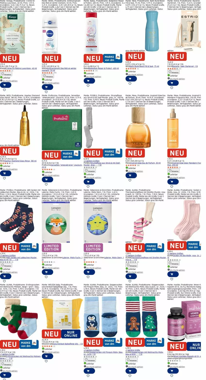 Aktueller Prospekt Dm Drogerie - Prospekte - von 27.10 bis 05.11.2025 - strona 15 - produkty: Antitranspirant, bio, body, bodylotion, creme, deo, deo roll-on, Eau de parfum, eis, geschenkset, hose, kneipp, kuchen, laterne, Lebkuchen, LG, Lotion, Mexx, nivea, parfum, Peeling, pingui, Profissimo, rasierer, reifen, reis, roll-on, rum, sac, Serviette, servietten, sim, socken, Strumpfhose, tee, Thermostrumpfhose, Ti, topper, uhu, usb, weleda, wolle
