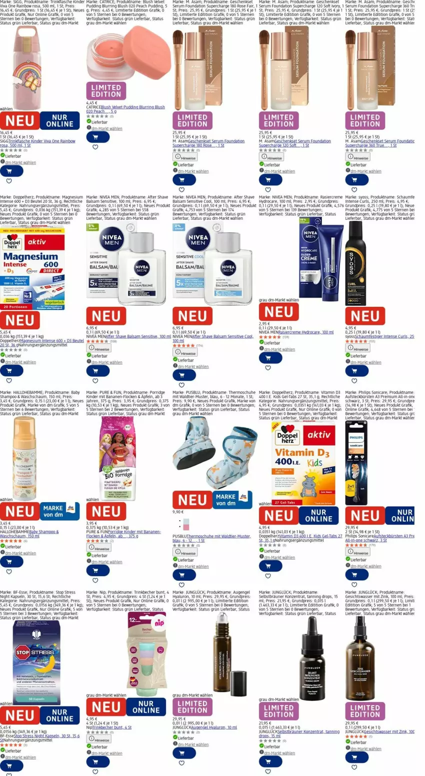 Aktueller Prospekt Dm Drogerie - Prospekte - von 27.10 bis 05.11.2025 - strona 5 - produkty: aeg, after shave, apfel, aufsteckbürsten, Baby Shampoo, Bad, balsam, banane, bananen, Becher, beutel, bürste, bürsten, creme, doppelherz, eis, Engel, flasche, geschenkset, Gesichtswasser, gin, hyaluron, Kinder, magnesium, nivea, Nivea Men, Philips, porridge, pudding, reis, Ria, ring, rum, schaumfestiger, schuhe, Serum, shampoo, sonicare, syoss, tee, Ti, trinkbecher, trinkflasche, usb, velvet, vita, Vitamin D, wasser, Yo