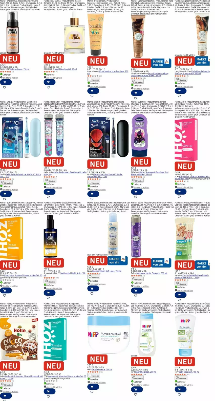 Aktueller Prospekt Dm Drogerie - Prospekte - von 27.10 bis 05.11.2025 - strona 8 - produkty: apfel, Babylove, Bad, balsam, beere, Brazilian, bübchen, bürste, cola, creme, duschgel, eis, elektrische zahnbürste, frucht, gliss, haarspray, hafer, himbeer, hipp, johannisbeere, kakao, kaugummi, Kinder, kirsch, kirsche, mais, minze, müsli, oral-b, Peeling, Rasierschaum, reis, rel, riegel, schwarzkop, schwarzkopf, shampoo, Ti, uhu, vita, Vitamine, Yo, zahnbürste, zitrone, zucker