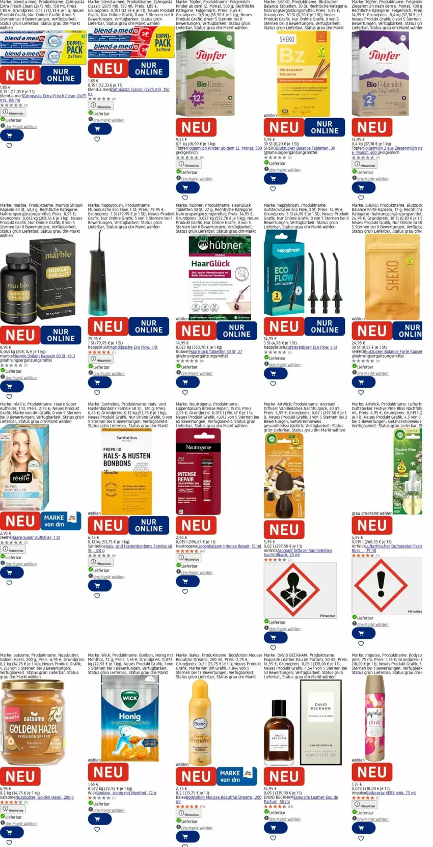 Aktueller Prospekt Dm Drogerie - Prospekte - von 27.10 bis 05.11.2025 - strona 9 - produkty: airwick, balsam, bio, body, bodylotion, bodyspray, bonbons, butter, David Beckham, Diffuser, dusche, Eau de parfum, eis, elle, folgemilch, Gesundheit, hero, honig, Hustenbonbons, Kinder, LG, Lippenbalsam, Lotion, lufterfrischer, Mexx, milch, mousse, neutrogena, nuss, parfum, pasta, Propolis, rasen, reis, Sanhelios, tablet, tablett, Tablette, tee, Ti, vanille, WICK, zahnpasta, zucker