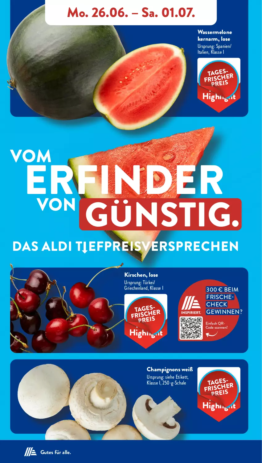 Aktueller Prospekt AldiSud - NÄCHSTE WOCHE - von 26.06 bis 01.07.2023 - strona 6 - produkty: aldi, champignon, champignons, eis, kirsch, kirsche, kirschen, melone, reis, Schal, Schale, Ti, wasser, wassermelone