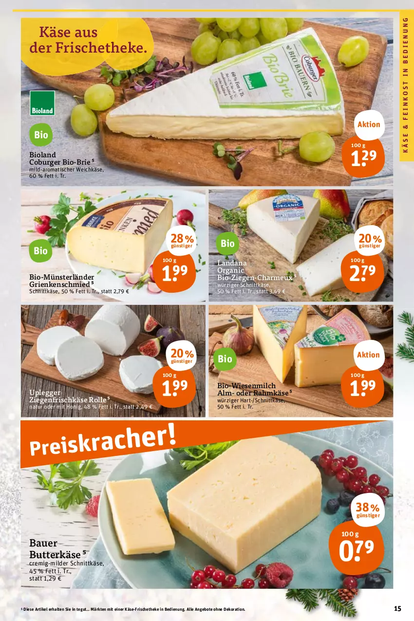 Aktueller Prospekt Tegut - Angebote der Woche - von 14.11 bis 19.11.2022 - strona 17 - produkty: angebot, angebote, auer, Bau, Bauer, bio, bioland, brie, burger, butter, butterkäse, dekoration, Egger, feinkost, frischkäse, Grienkenschmied, honig, Käse, milch, natur, schnittkäse, Ti, tisch, weichkäse, ziegenfrischkäse